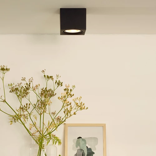 Lucide FEDLER - Spot plafond - LED Dim to warm - GU10 (ES111) - 1x12W 2200K/3000K - Noir - ambiance 1
